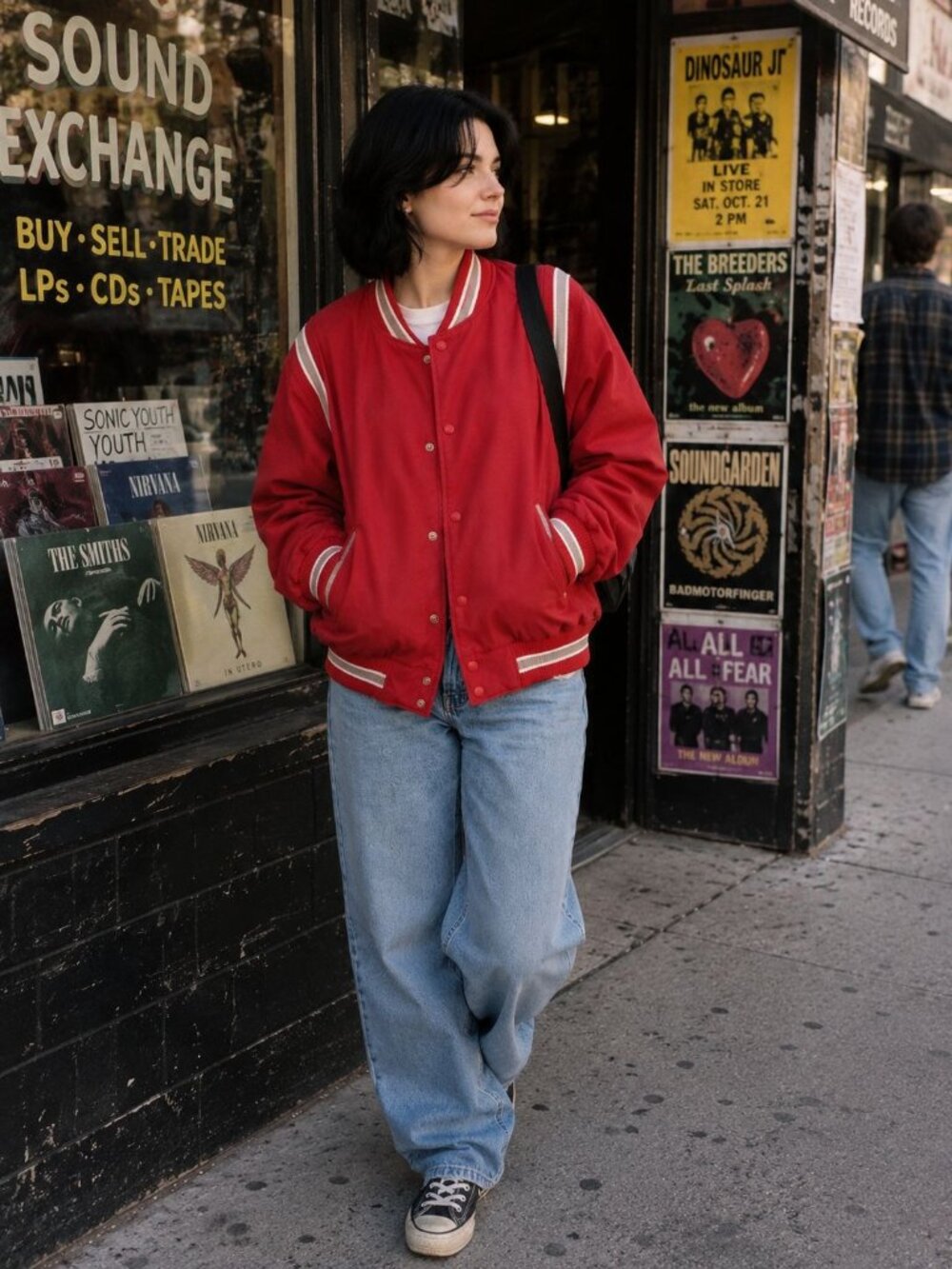 Vintage 90s Lands’ End Polartec Stadium Jacket M Red Men's Varsity Layers Retro